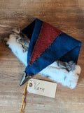 Blaue Mütze aus Schurwolle mit echtem Fell - handgemachte Unikate - Wikinger Rus Zipfelmütze - LARP Mittelalter Accessoires Diamantköper