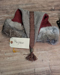 Mütze Grau Merinowolle - handgemachte Unikate - Fellmütze mit Borte Wikinger Rus Zipfelmütze - LARP Mittelalter Accessoires Tabletweaving