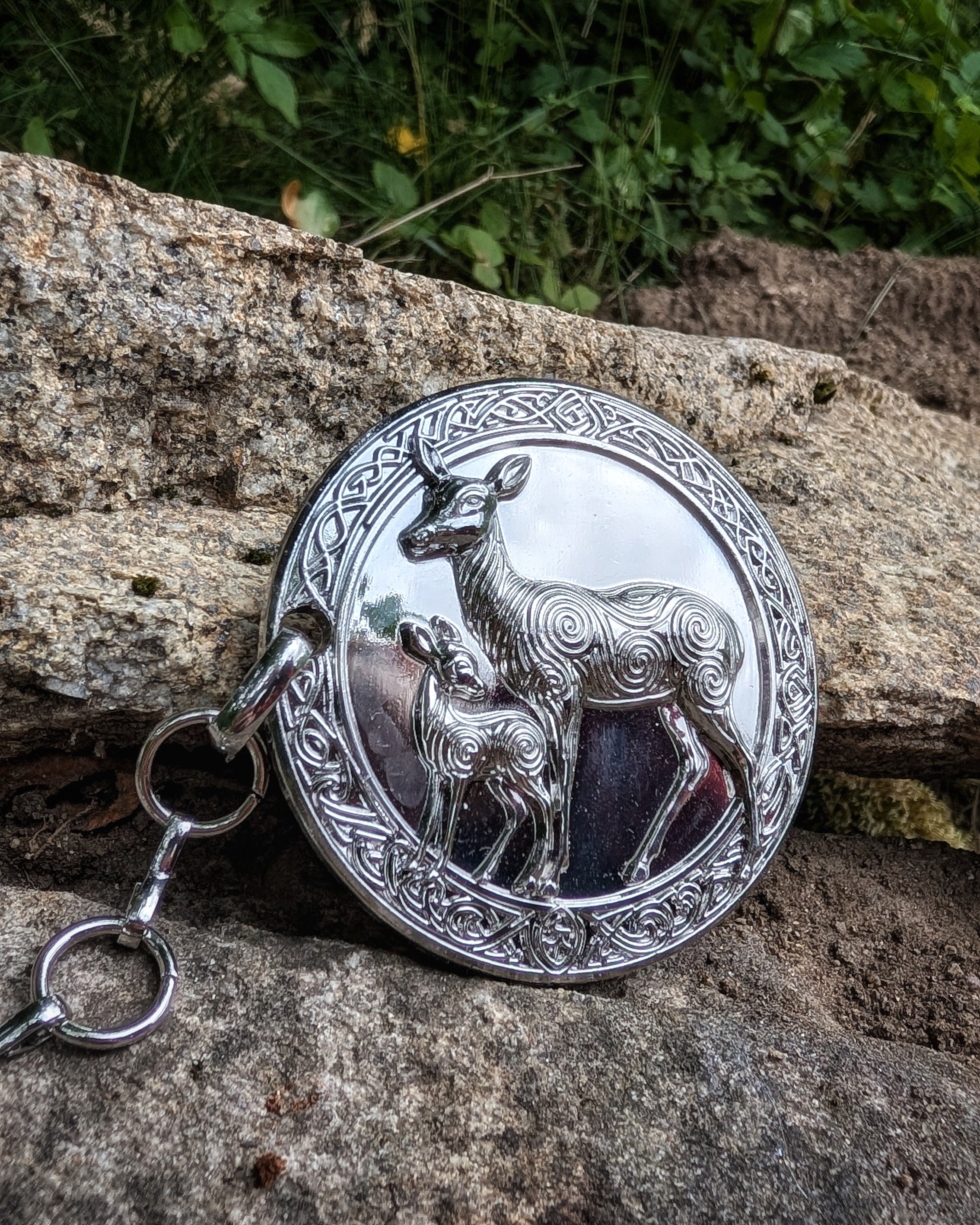 Mantelverschluss Hirschfamilie | Umhangverschluss Wikinger | LARP | Mittelalter | Silber oder Bronze - Fellverschluss Schließe Cloak Clasp