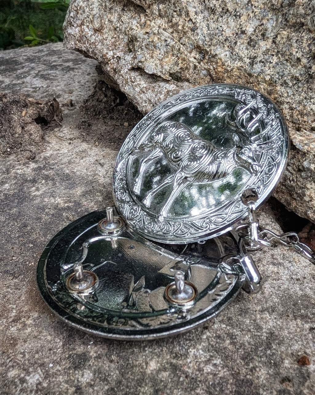Mantelverschluss Hirschfamilie | Umhangverschluss Wikinger | LARP | Mittelalter | Silber oder Bronze - Fellverschluss Schließe Cloak Clasp