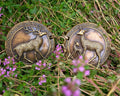 Mantelverschluss Hirschfamilie | Umhangverschluss Wikinger | LARP | Mittelalter | Silber oder Bronze - Fellverschluss Schließe Cloak Clasp