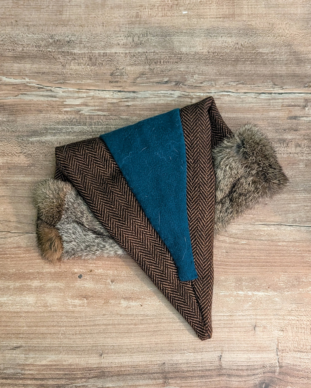 Nordische Zipfelmütze - Rus Hat - Wikingermütze - Heringbone Fischgrät Wollstoff in braun schwarz - Reenactment Larp Vikings Norse - Unikate