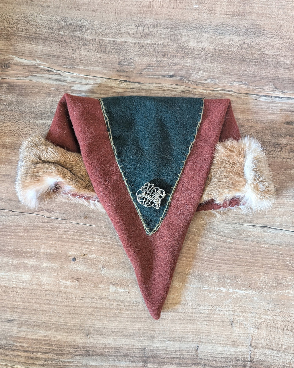 Mütze in rost orange - Russ Mütze - Larp Mittelalter Reenactor Wikinger - Merinowolle Zipfelmütze - nordische Wollmütze mit Fell