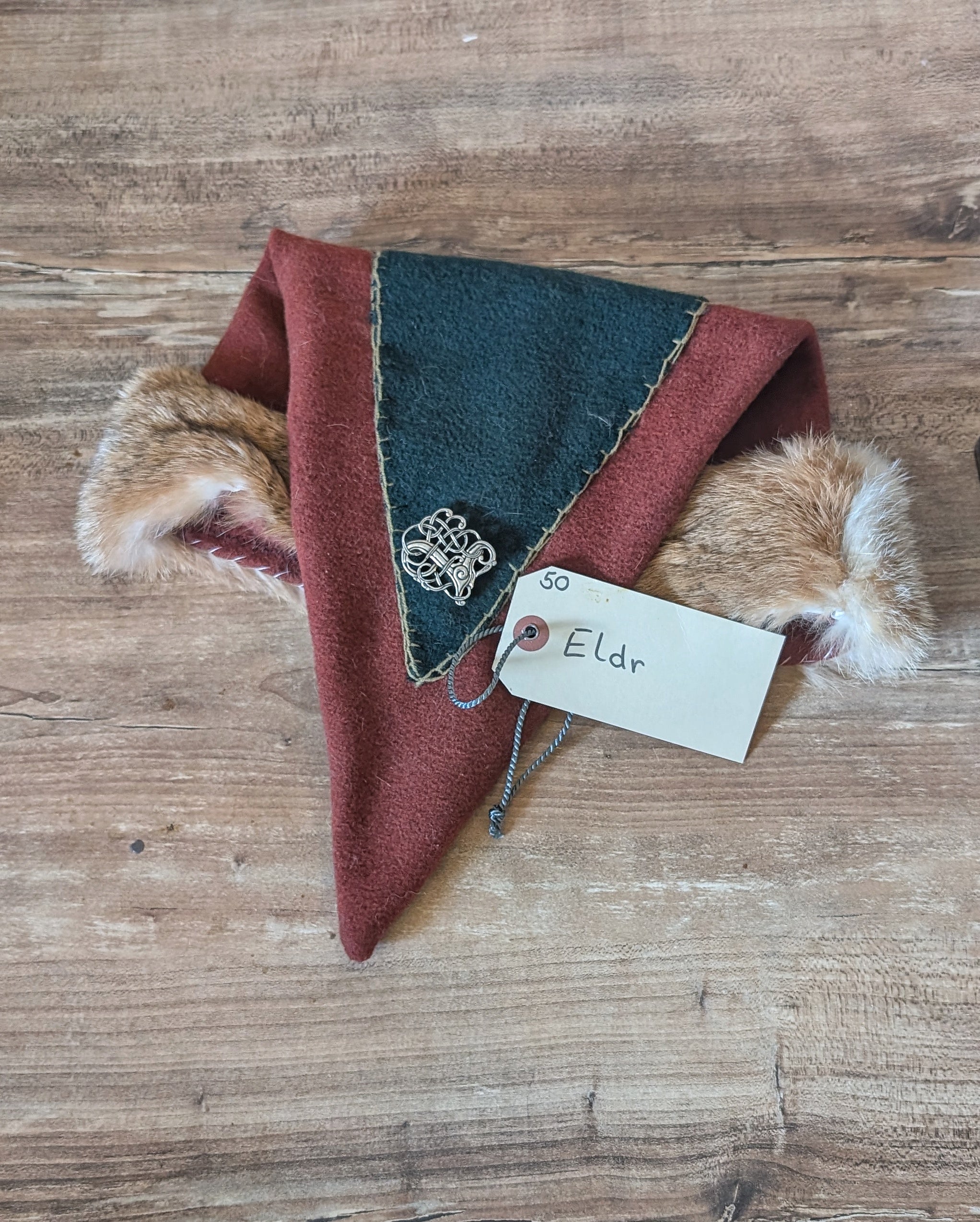 Mütze in rost orange - Russ Mütze - Larp Mittelalter Reenactor Wikinger - Merinowolle Zipfelmütze - nordische Wollmütze mit Fell