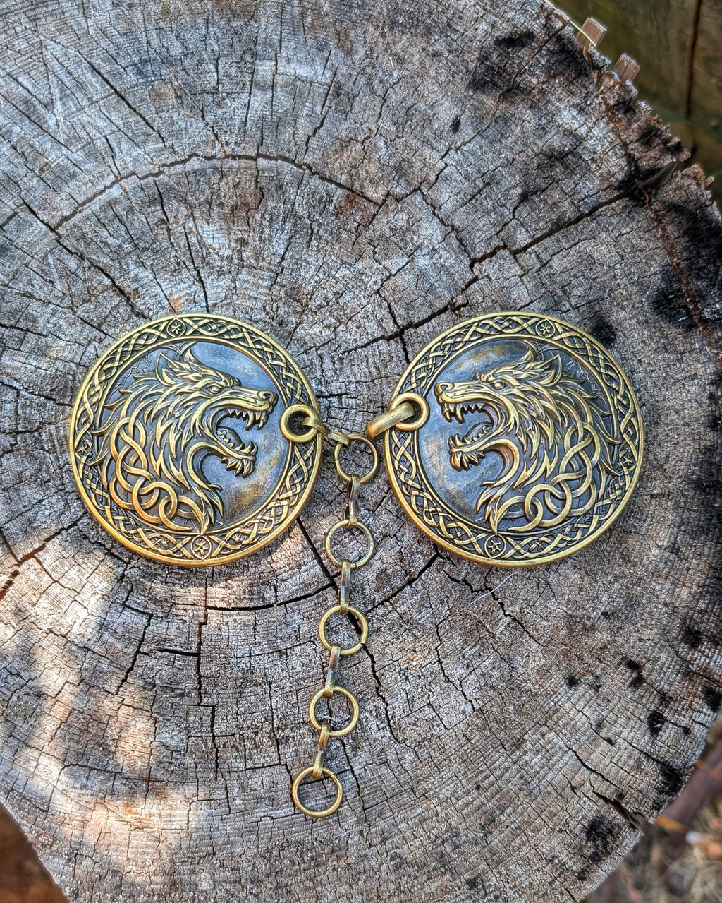 Wolf Mantelverschluss - Umhangverschluss Wikinger | LARP | Mittelalter | Silber oder Bronze - Fellverschluss Cloak Clasp - Fenrir