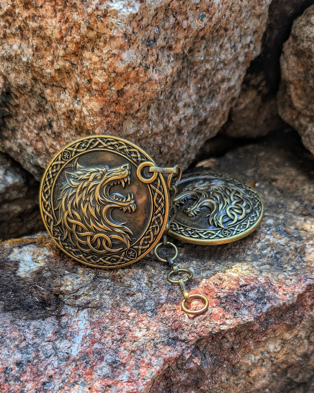 Wolf Mantelverschluss - Umhangverschluss Wikinger | LARP | Mittelalter | Silber oder Bronze - Fellverschluss Cloak Clasp - Fenrir