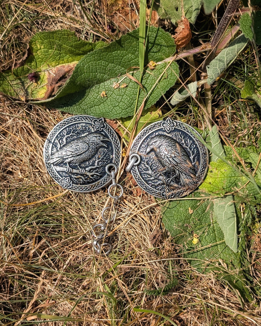 Mantelverschluss Raben | Umhangverschluss Wikinger | LARP | Mittelalter | Silber oder Bronze - Fellverschluss Cloak Clasp - Hugin Munin
