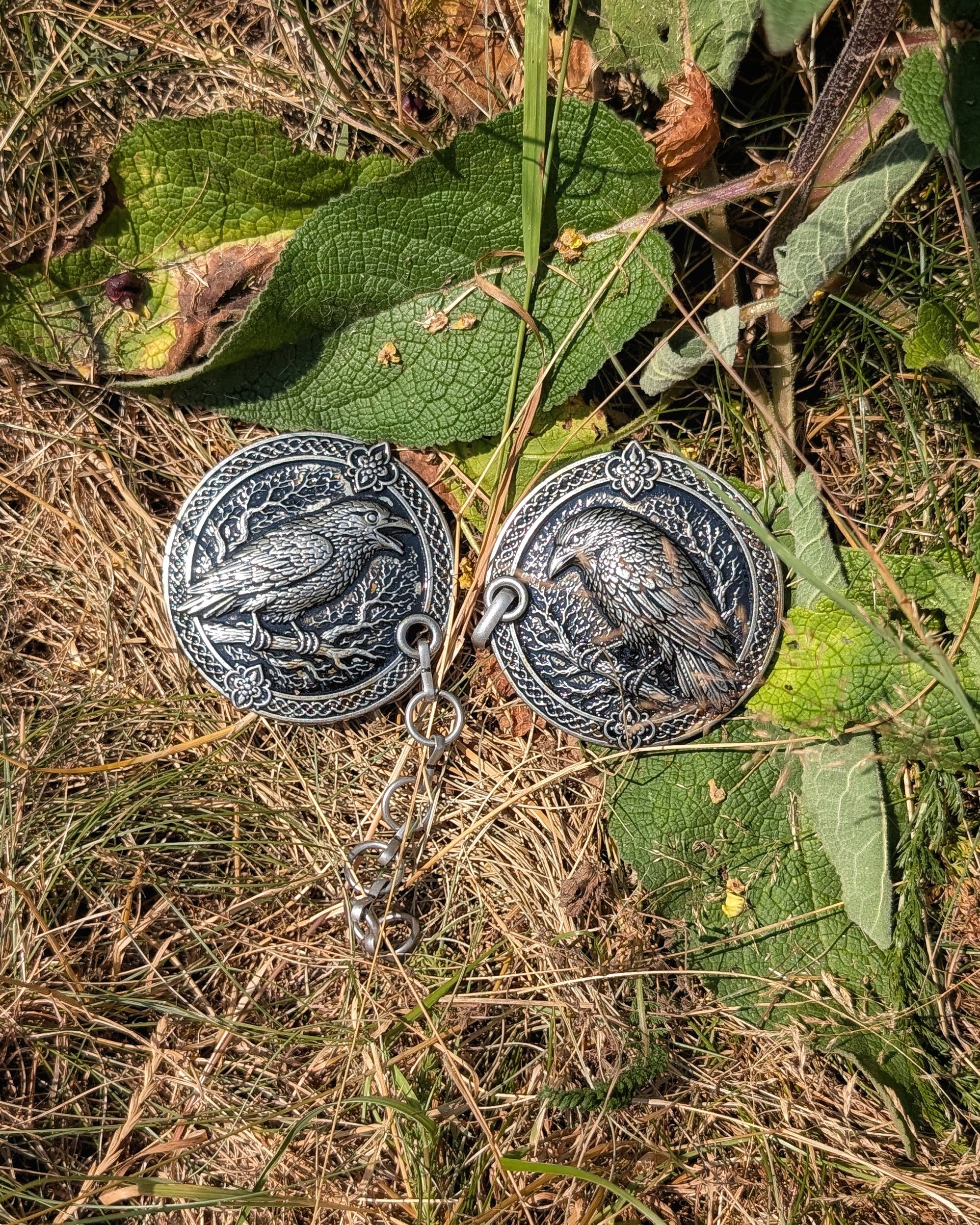 Mantelverschluss Raben | Umhangverschluss Wikinger | LARP | Mittelalter | Silber oder Bronze - Fellverschluss Cloak Clasp - Hugin Munin