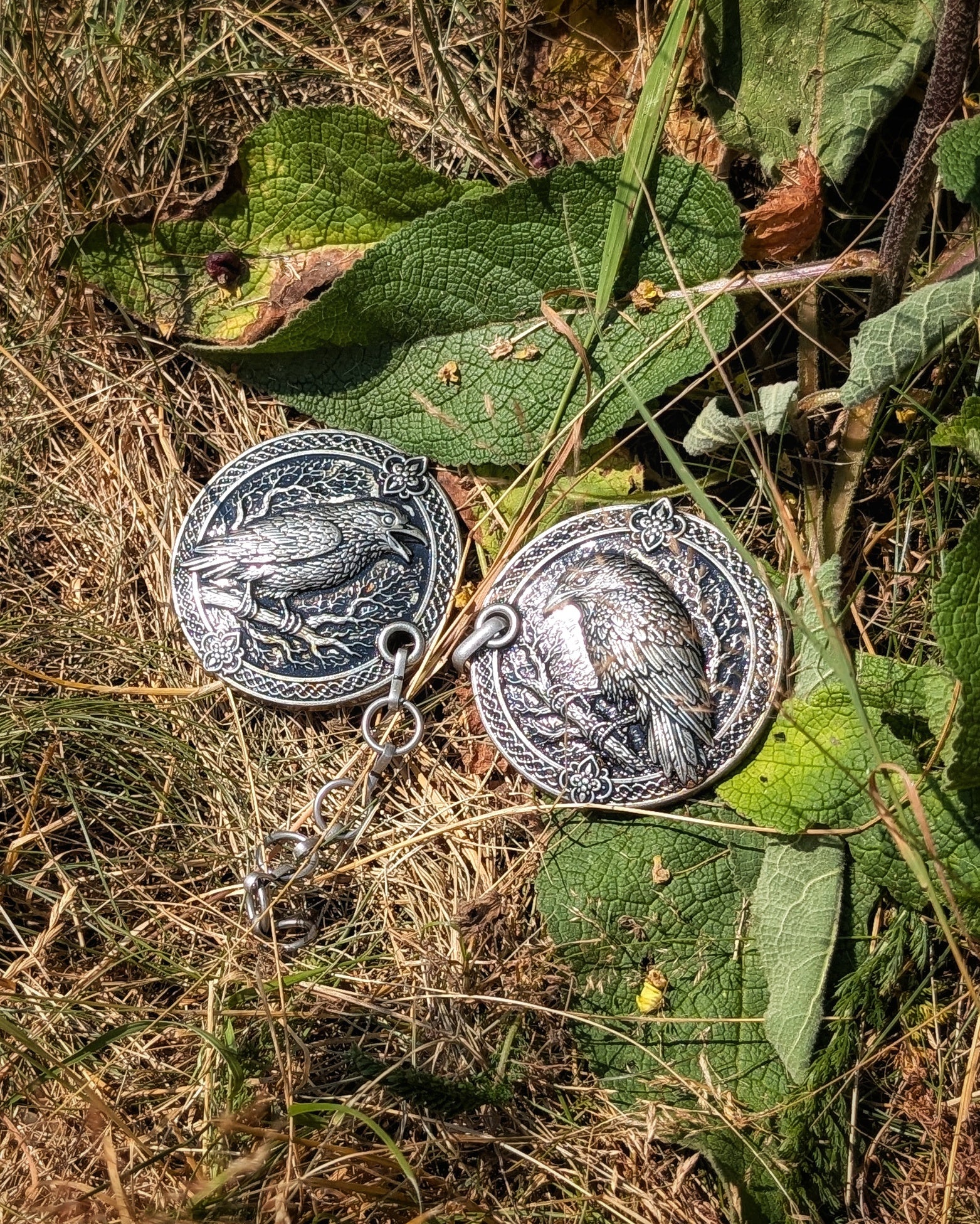 Mantelverschluss Raben | Umhangverschluss Wikinger | LARP | Mittelalter | Silber oder Bronze - Fellverschluss Cloak Clasp - Hugin Munin
