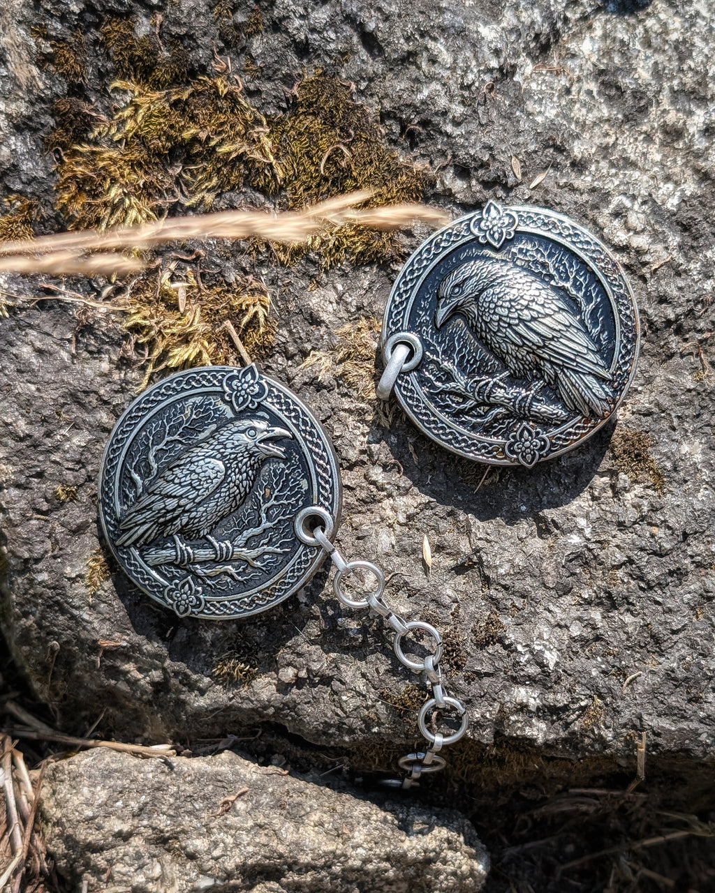 Mantelverschluss Raben | Umhangverschluss Wikinger | LARP | Mittelalter | Silber oder Bronze - Fellverschluss Cloak Clasp - Hugin Munin