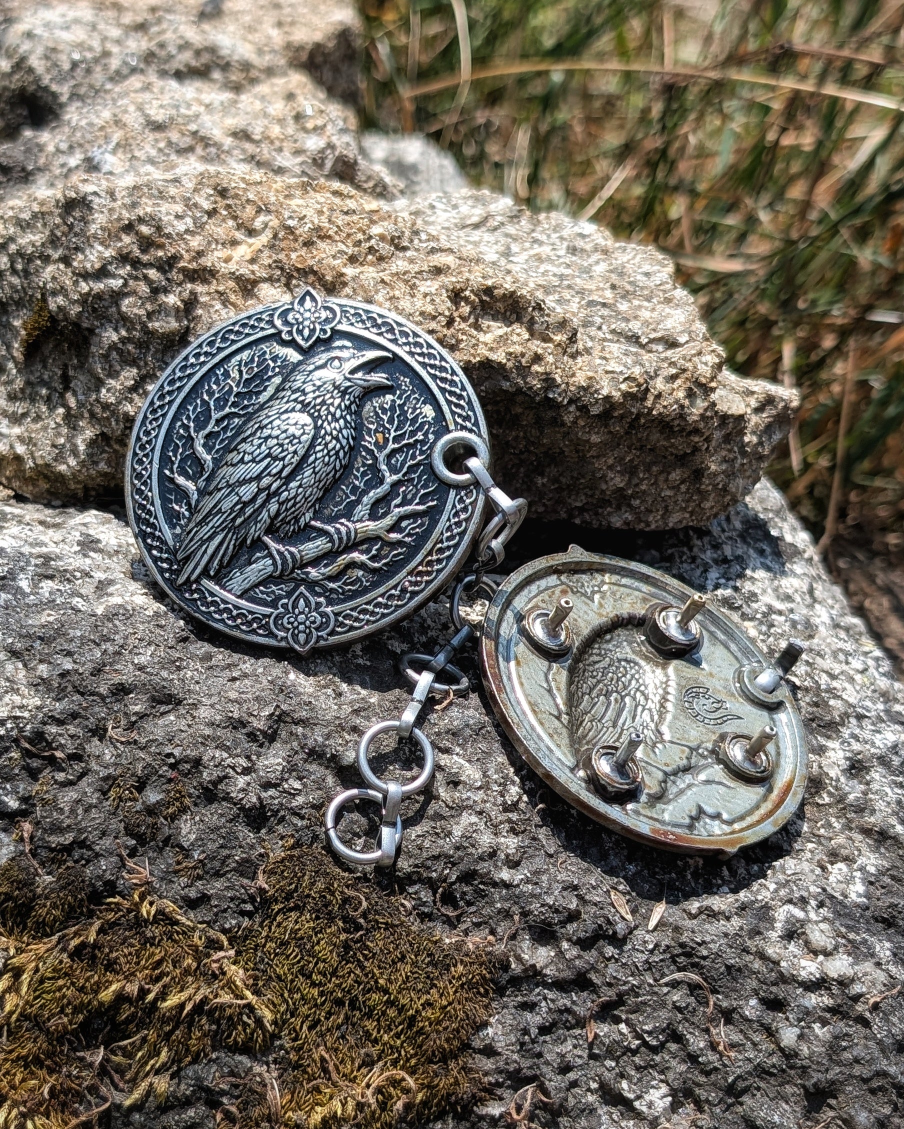 Mantelverschluss Raben | Umhangverschluss Wikinger | LARP | Mittelalter | Silber oder Bronze - Fellverschluss Cloak Clasp - Hugin Munin