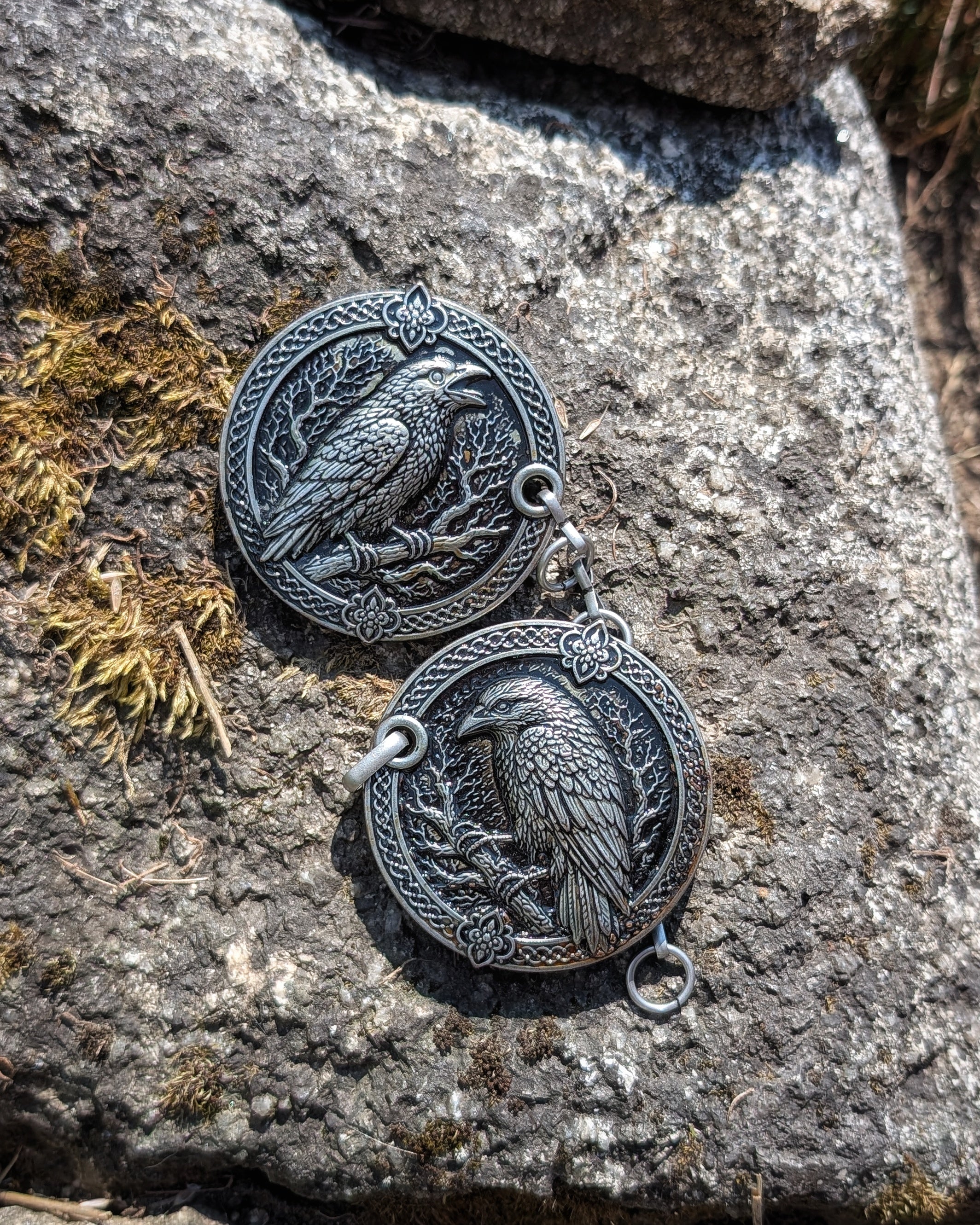 Mantelverschluss Raben | Umhangverschluss Wikinger | LARP | Mittelalter | Silber oder Bronze - Fellverschluss Cloak Clasp - Hugin Munin