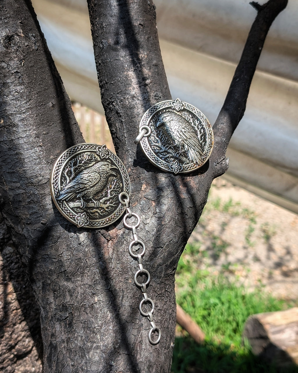 Mantelverschluss Raben | Umhangverschluss Wikinger | LARP | Mittelalter | Silber oder Bronze - Fellverschluss Cloak Clasp - Hugin Munin