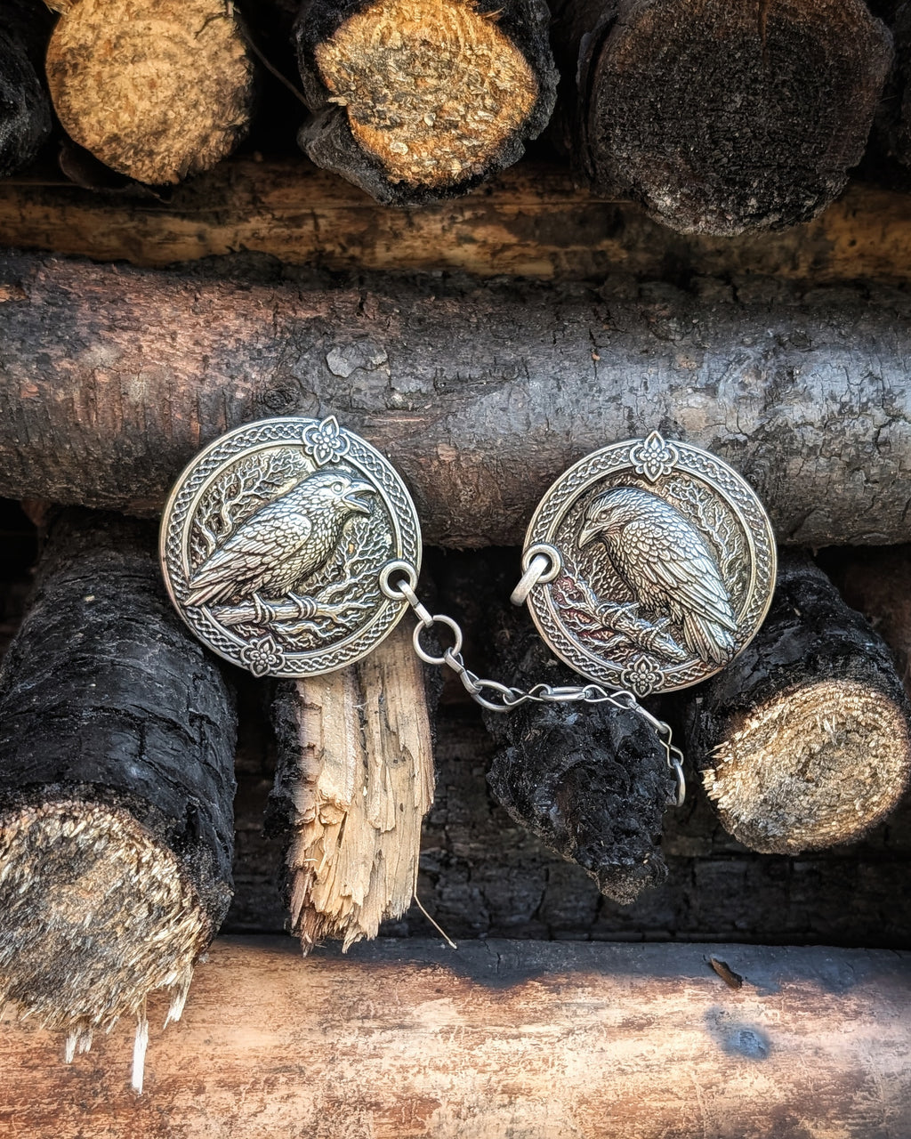 Mantelverschluss Raben | Umhangverschluss Wikinger | LARP | Mittelalter | Silber oder Bronze - Fellverschluss Cloak Clasp - Hugin Munin