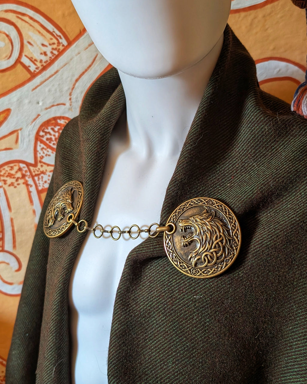 Wolf Mantelverschluss - Umhangverschluss Wikinger | LARP | Mittelalter | Silber oder Bronze - Fellverschluss Cloak Clasp - Fenrir