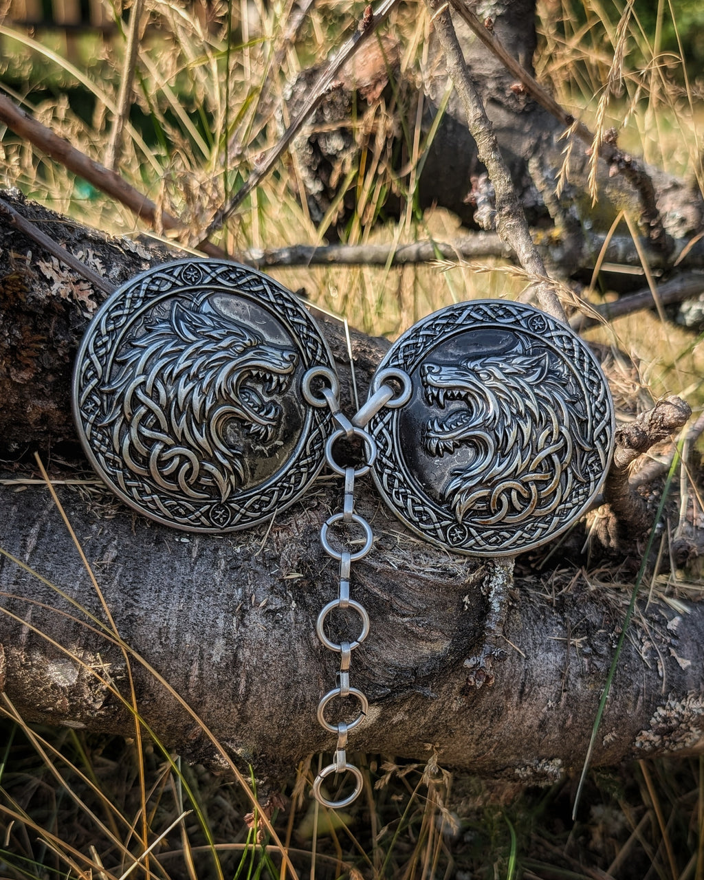 Wolf Mantelverschluss - Umhangverschluss Wikinger | LARP | Mittelalter | Silber oder Bronze - Fellverschluss Cloak Clasp - Fenrir