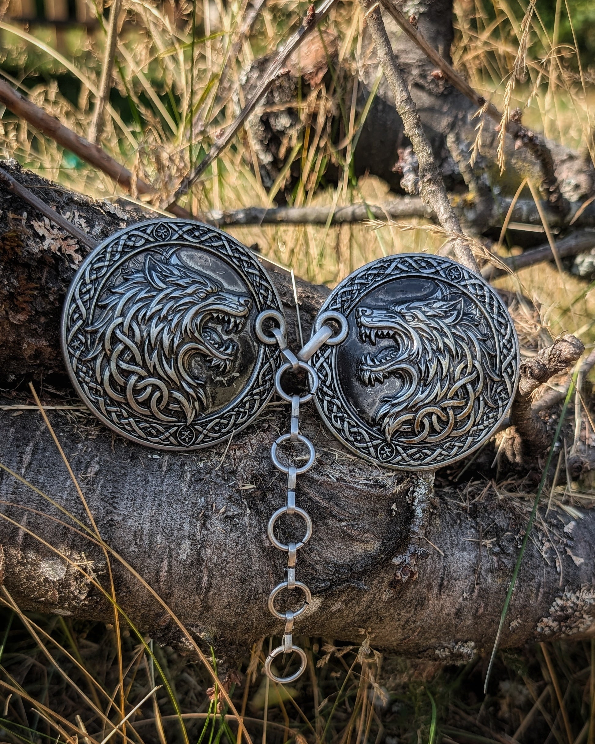 Wolf Mantelverschluss - Umhangverschluss Wikinger | LARP | Mittelalter | Silber oder Bronze - Fellverschluss Cloak Clasp - Fenrir