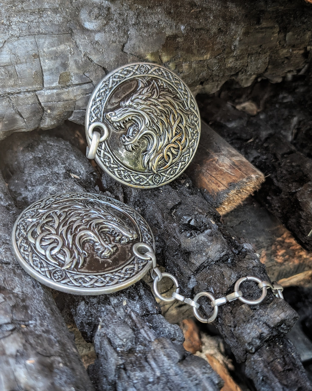 Wolf Mantelverschluss - Umhangverschluss Wikinger | LARP | Mittelalter | Silber oder Bronze - Fellverschluss Cloak Clasp - Fenrir