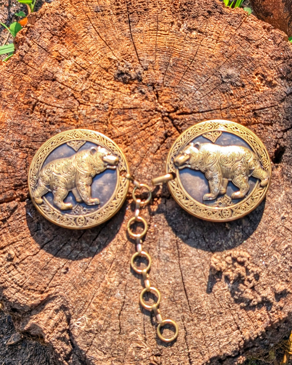 Gewandschliesse Bär| Umhangverschluss Wikinger Kelten | LARP | Mittelalter | Silber oder Bronze - Fellverschluss Cloak Clasp - Krafttier