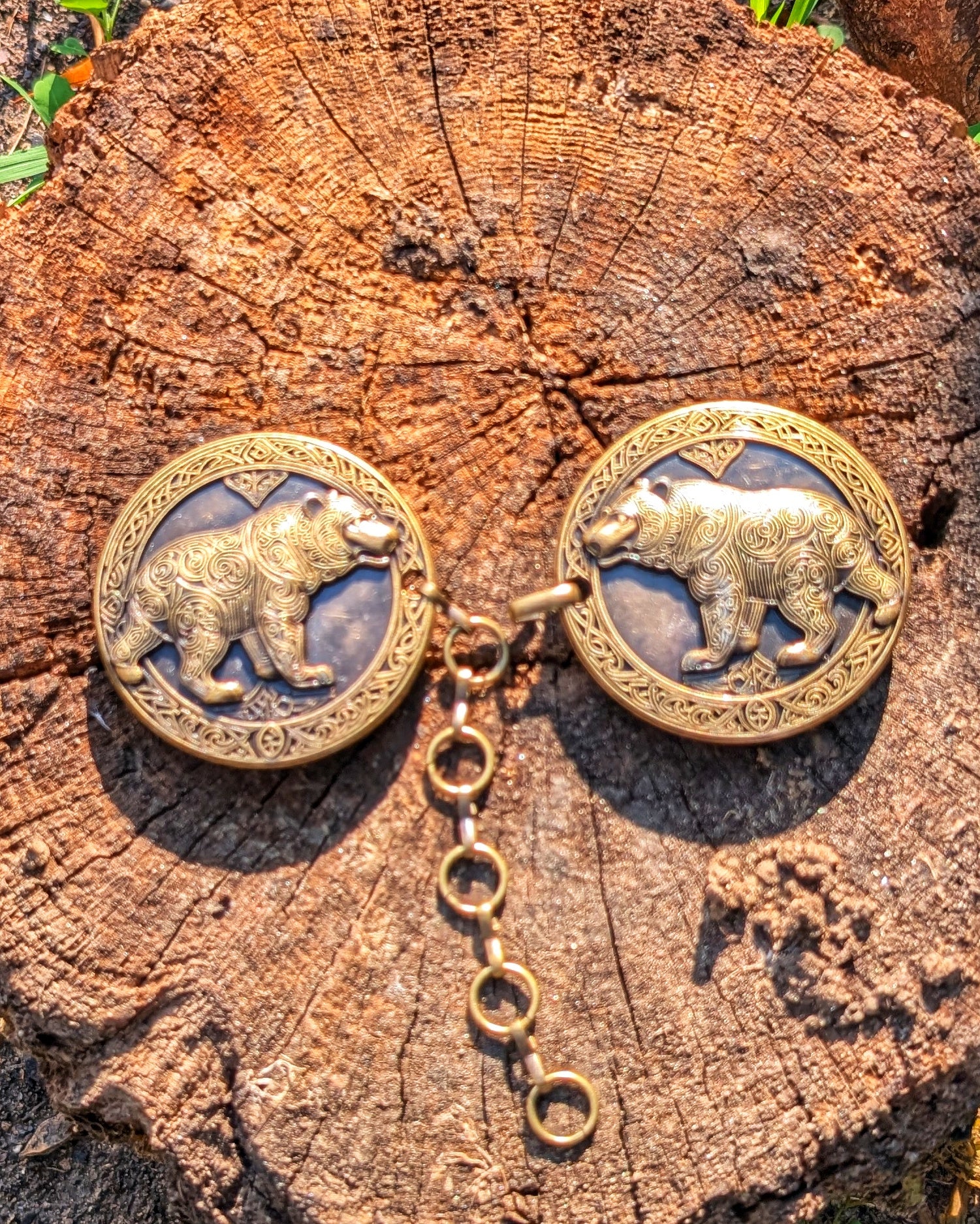 Gewandschliesse Bär| Umhangverschluss Wikinger Kelten | LARP | Mittelalter | Silber oder Bronze - Fellverschluss Cloak Clasp - Krafttier