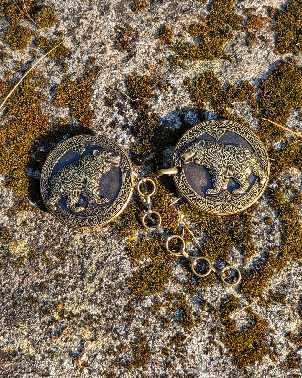 Gewandschliesse Bär| Umhangverschluss Wikinger Kelten | LARP | Mittelalter | Silber oder Bronze - Fellverschluss Cloak Clasp - Krafttier