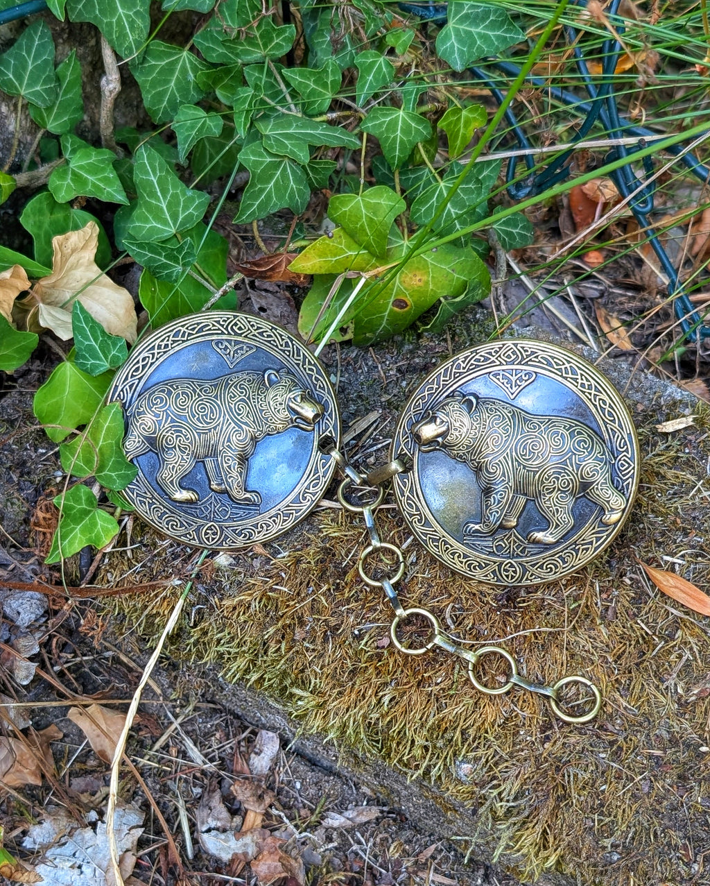 Gewandschliesse Bär| Umhangverschluss Wikinger Kelten | LARP | Mittelalter | Silber oder Bronze - Fellverschluss Cloak Clasp - Krafttier