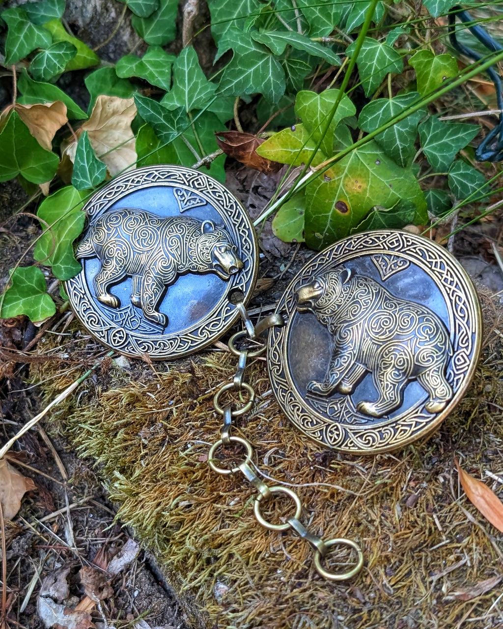 Gewandschliesse Bär| Umhangverschluss Wikinger Kelten | LARP | Mittelalter | Silber oder Bronze - Fellverschluss Cloak Clasp - Krafttier
