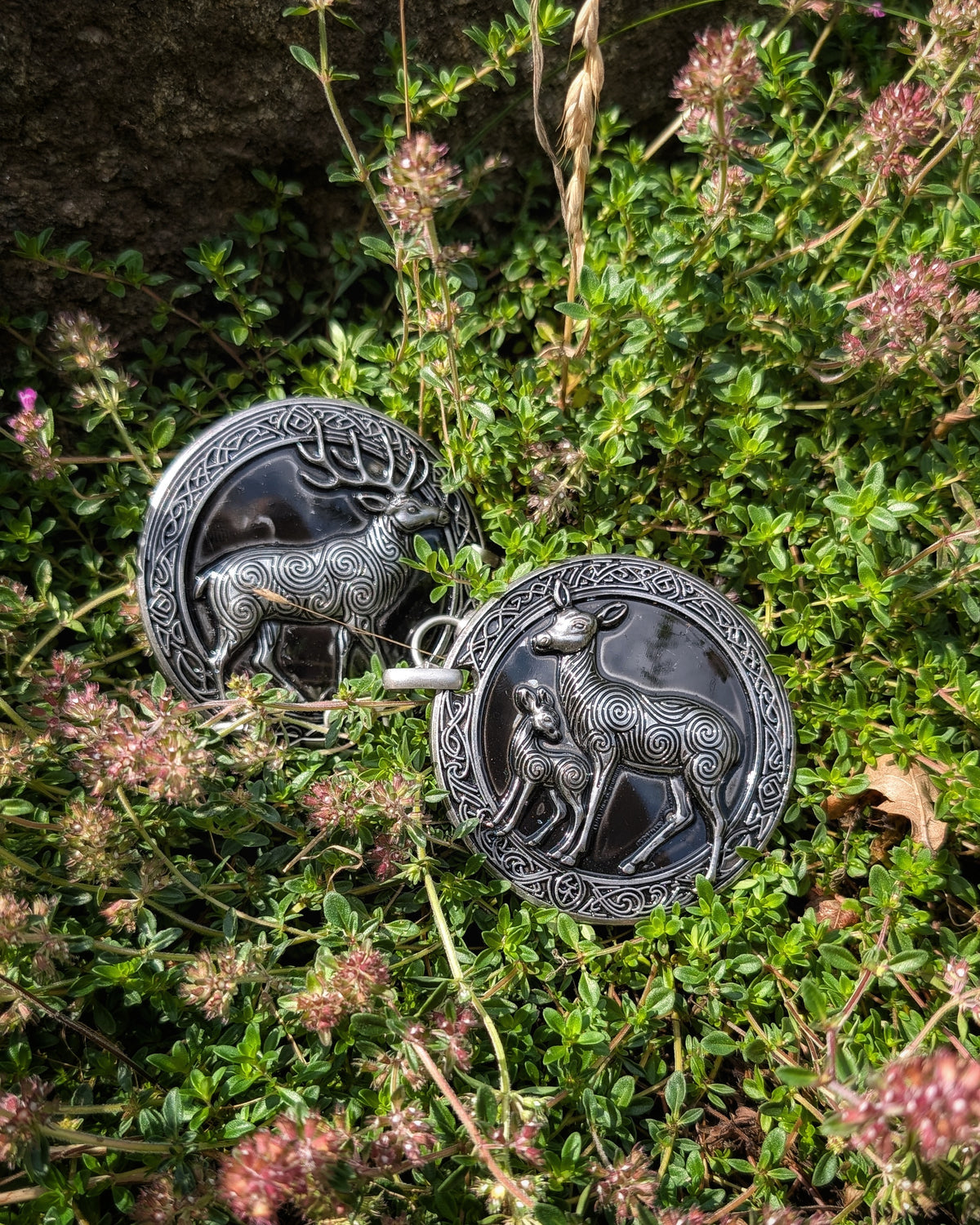 Mantelverschluss Hirschfamilie | Umhangverschluss Wikinger | LARP | Mittelalter | Silber oder Bronze - Fellverschluss Schließe Cloak Clasp
