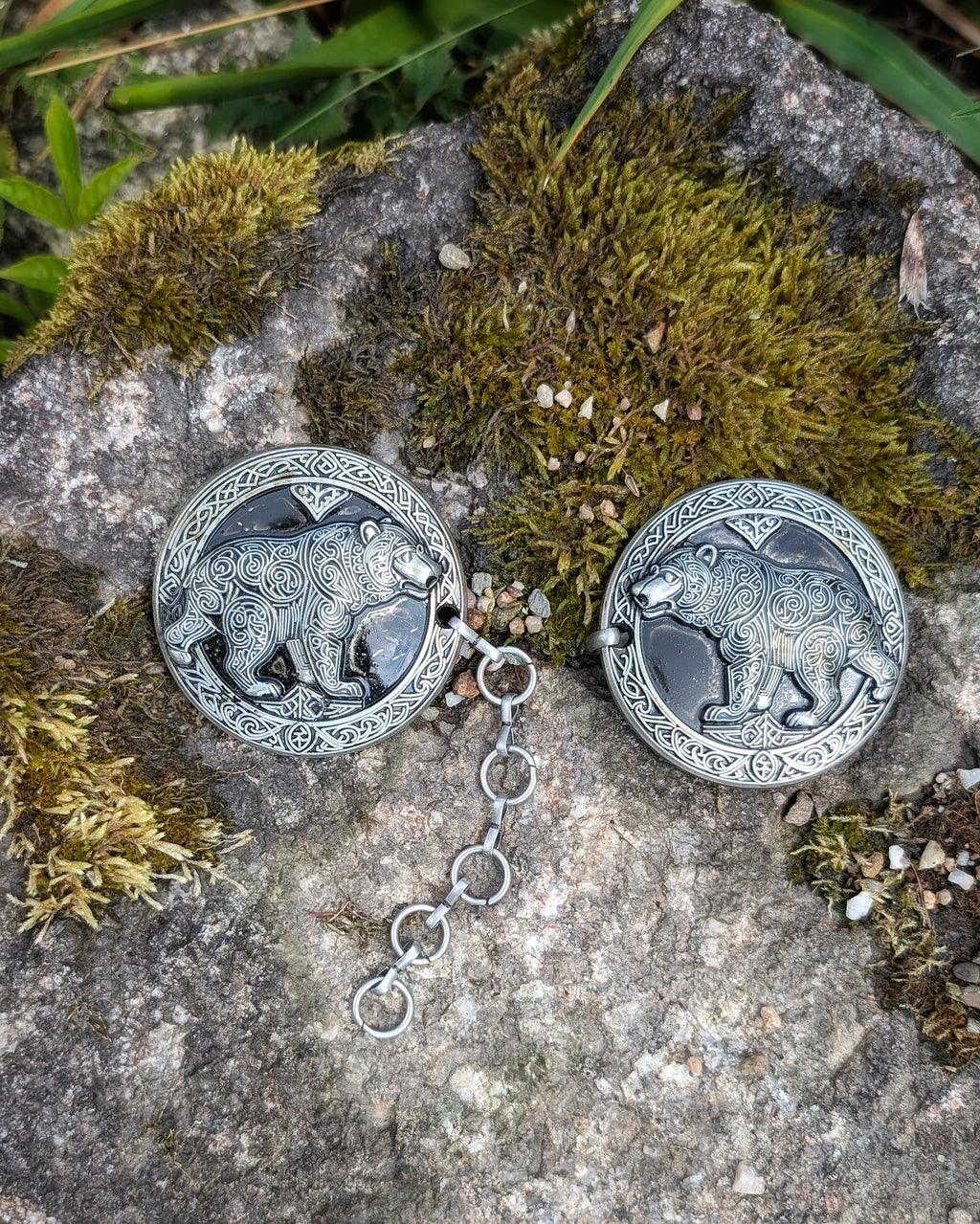 Gewandschliesse Bär| Umhangverschluss Wikinger Kelten | LARP | Mittelalter | Silber oder Bronze - Fellverschluss Cloak Clasp - Krafttier