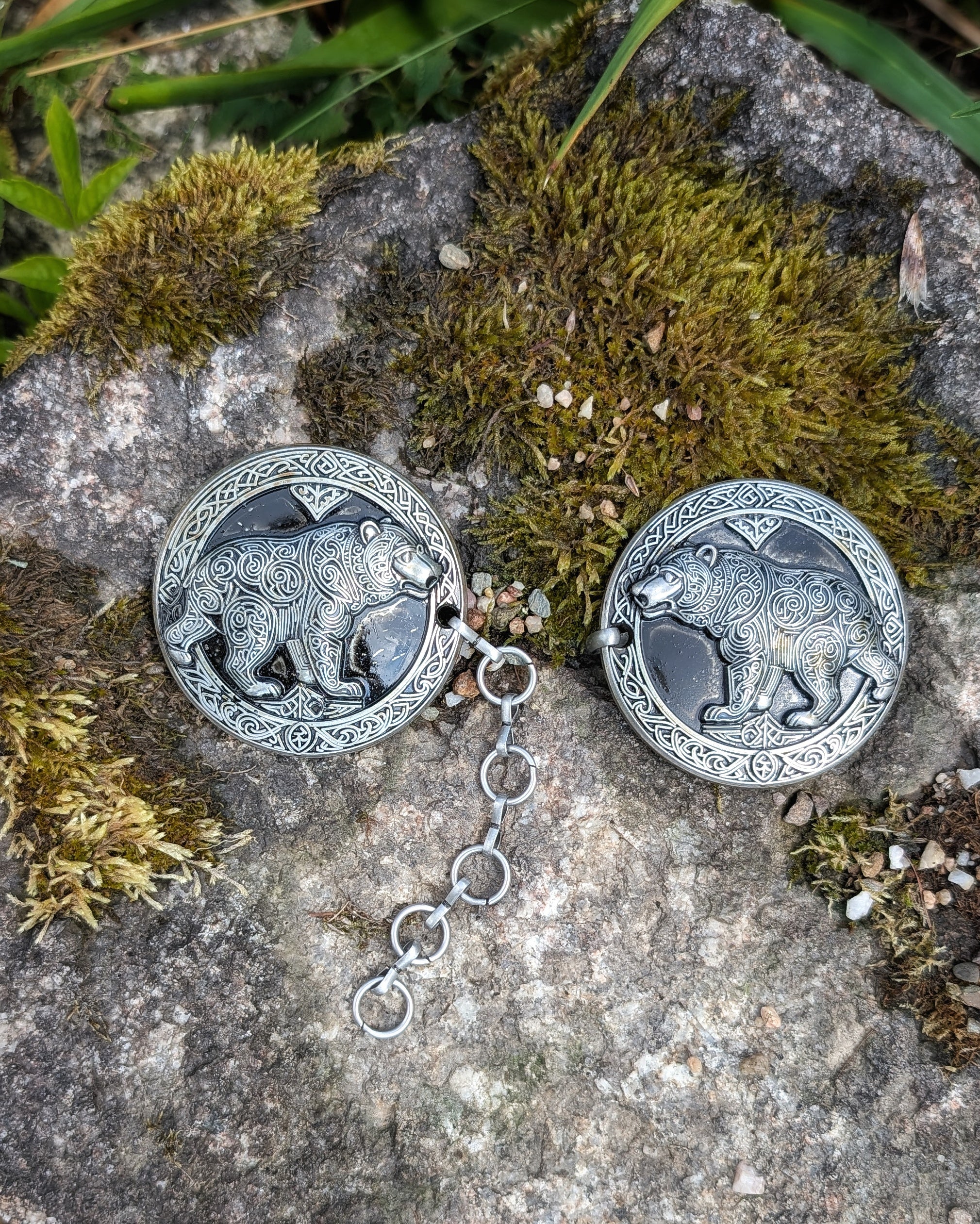 Gewandschliesse Bär| Umhangverschluss Wikinger Kelten | LARP | Mittelalter | Silber oder Bronze - Fellverschluss Cloak Clasp - Krafttier