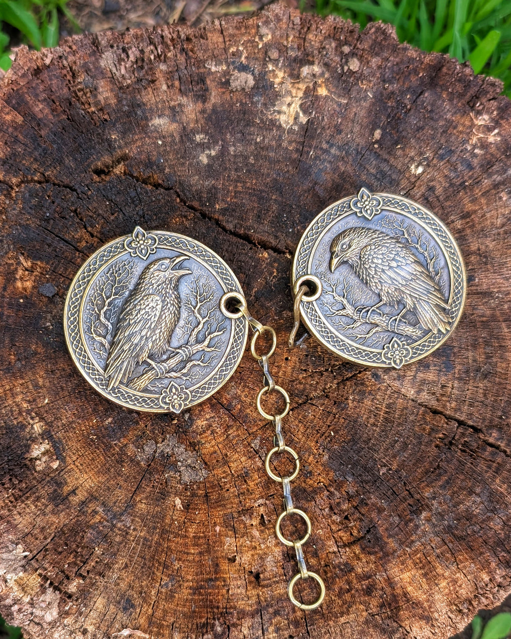 Mantelverschluss Raben | Umhangverschluss Wikinger | LARP | Mittelalter | Silber oder Bronze - Fellverschluss Cloak Clasp - Hugin Munin