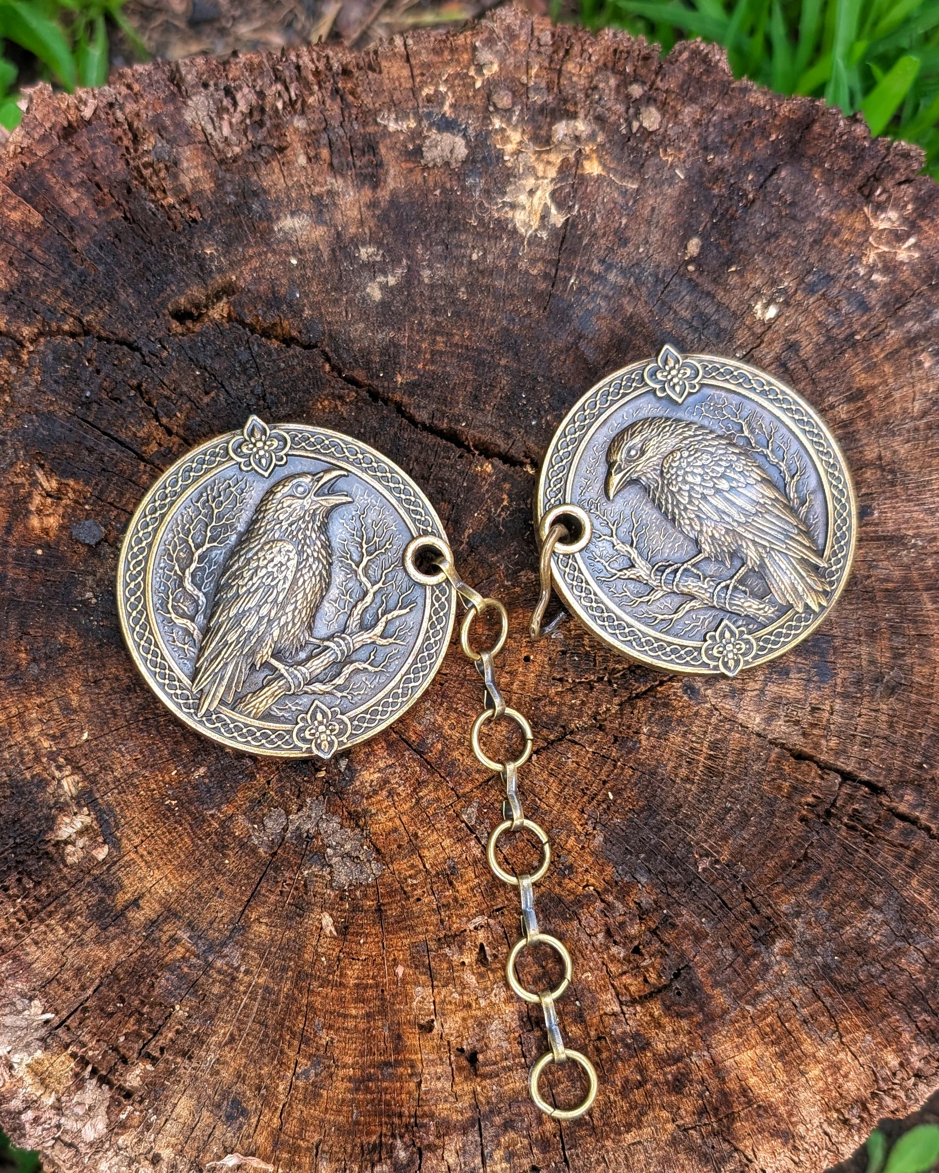Mantelverschluss Raben | Umhangverschluss Wikinger | LARP | Mittelalter | Silber oder Bronze - Fellverschluss Cloak Clasp - Hugin Munin