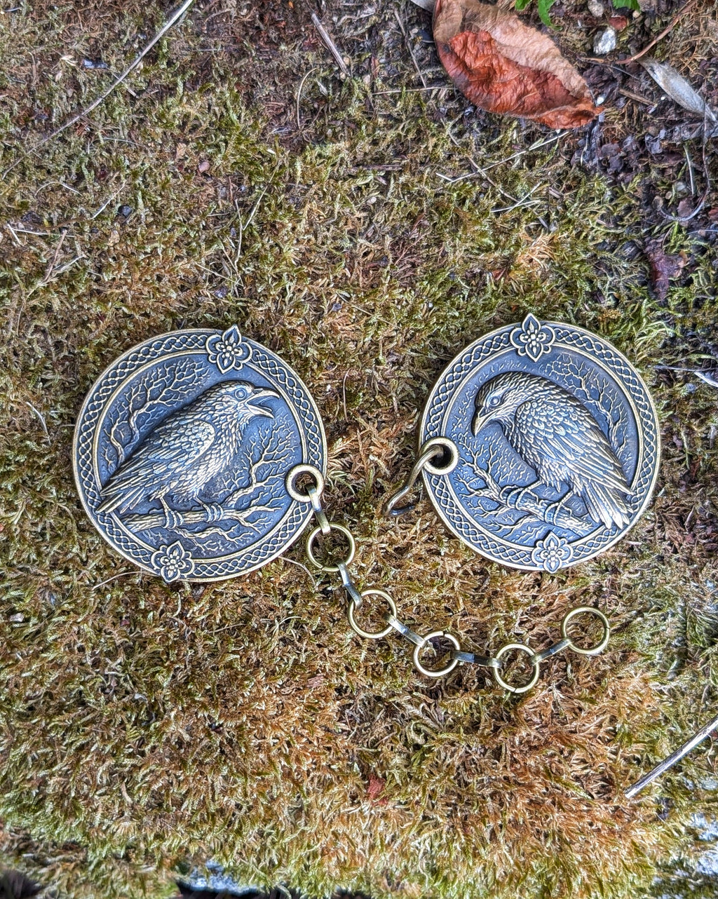 Mantelverschluss Raben | Umhangverschluss Wikinger | LARP | Mittelalter | Silber oder Bronze - Fellverschluss Cloak Clasp - Hugin Munin