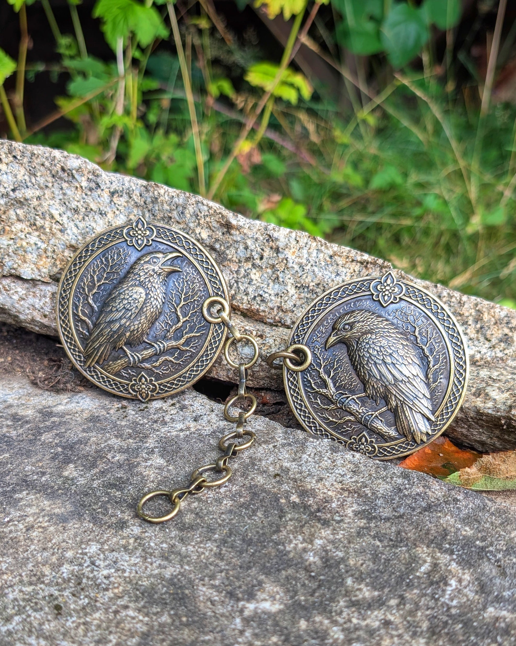 Mantelverschluss Raben | Umhangverschluss Wikinger | LARP | Mittelalter | Silber oder Bronze - Fellverschluss Cloak Clasp - Hugin Munin