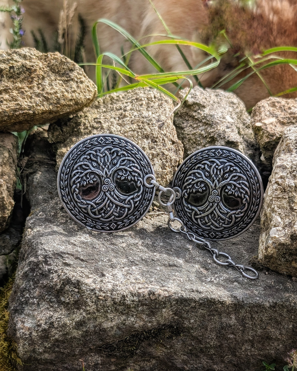 Mantelverschluss Lebensbaum - Umhangverschluss Wikinger | LARP | Mittelalter | Silber oder Bronze - Fellverschluss Cloak Clasp - Yggdrasil