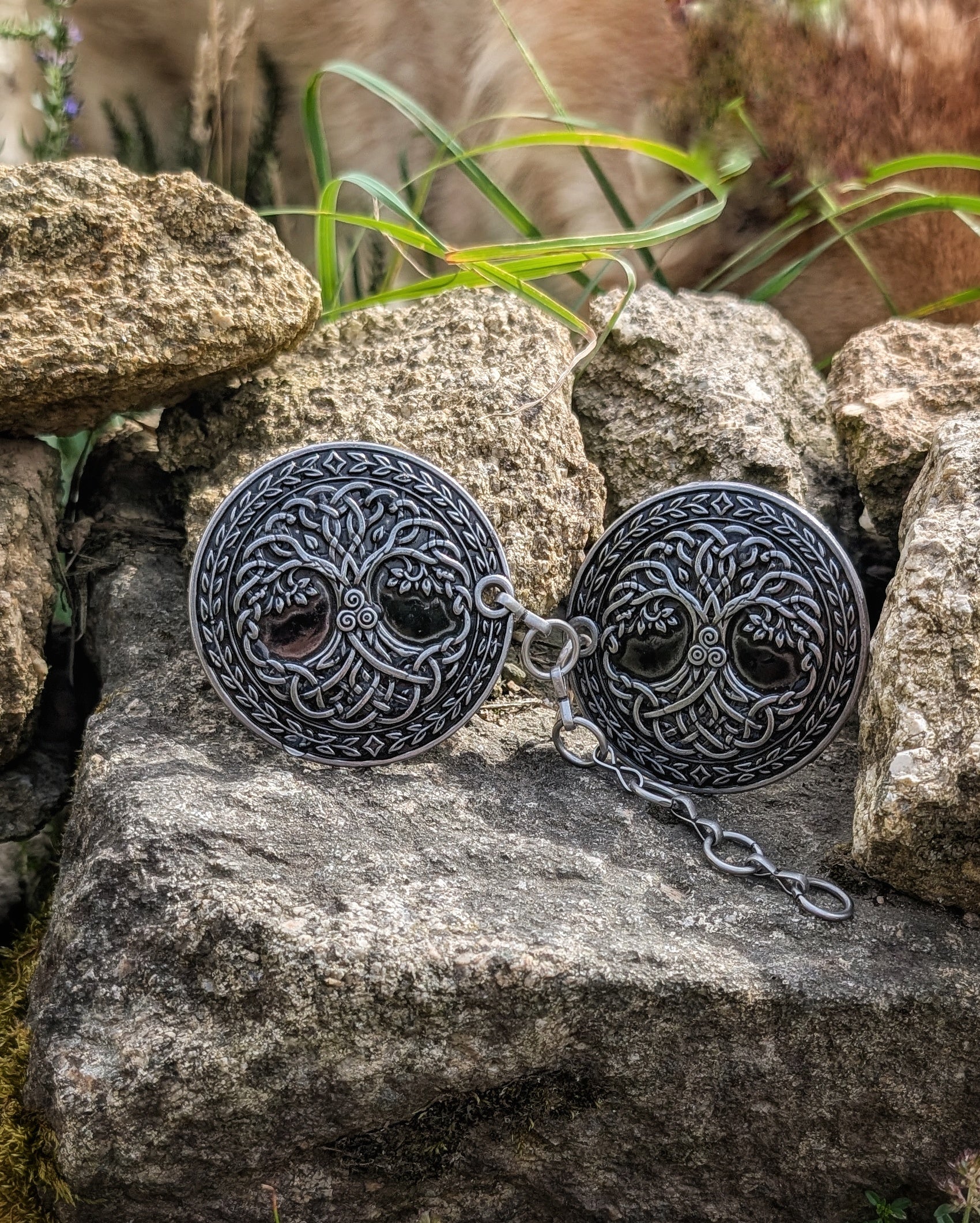 Mantelverschluss Lebensbaum - Umhangverschluss Wikinger | LARP | Mittelalter | Silber oder Bronze - Fellverschluss Cloak Clasp - Yggdrasil