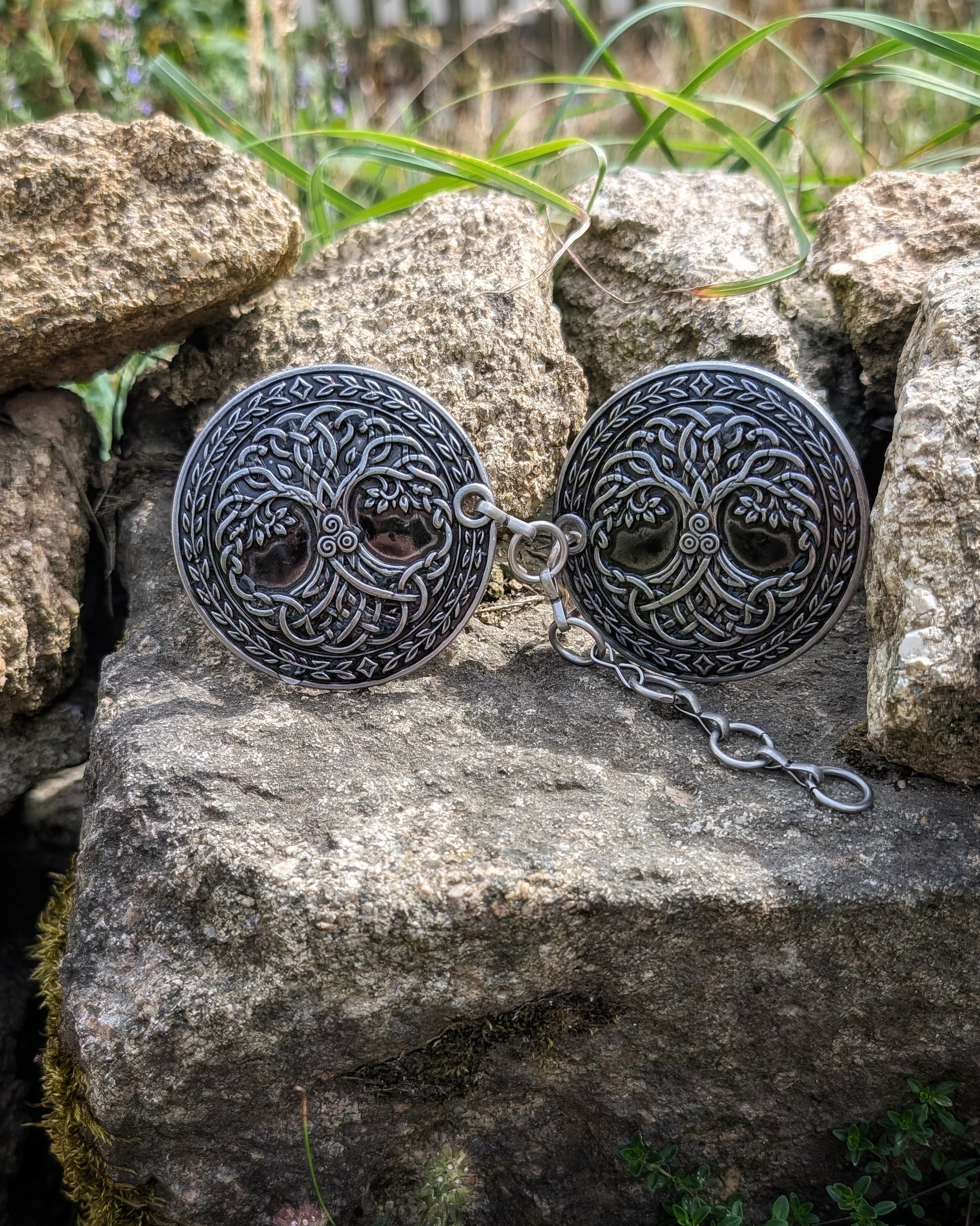Mantelverschluss Lebensbaum - Umhangverschluss Wikinger | LARP | Mittelalter | Silber oder Bronze - Fellverschluss Cloak Clasp - Yggdrasil