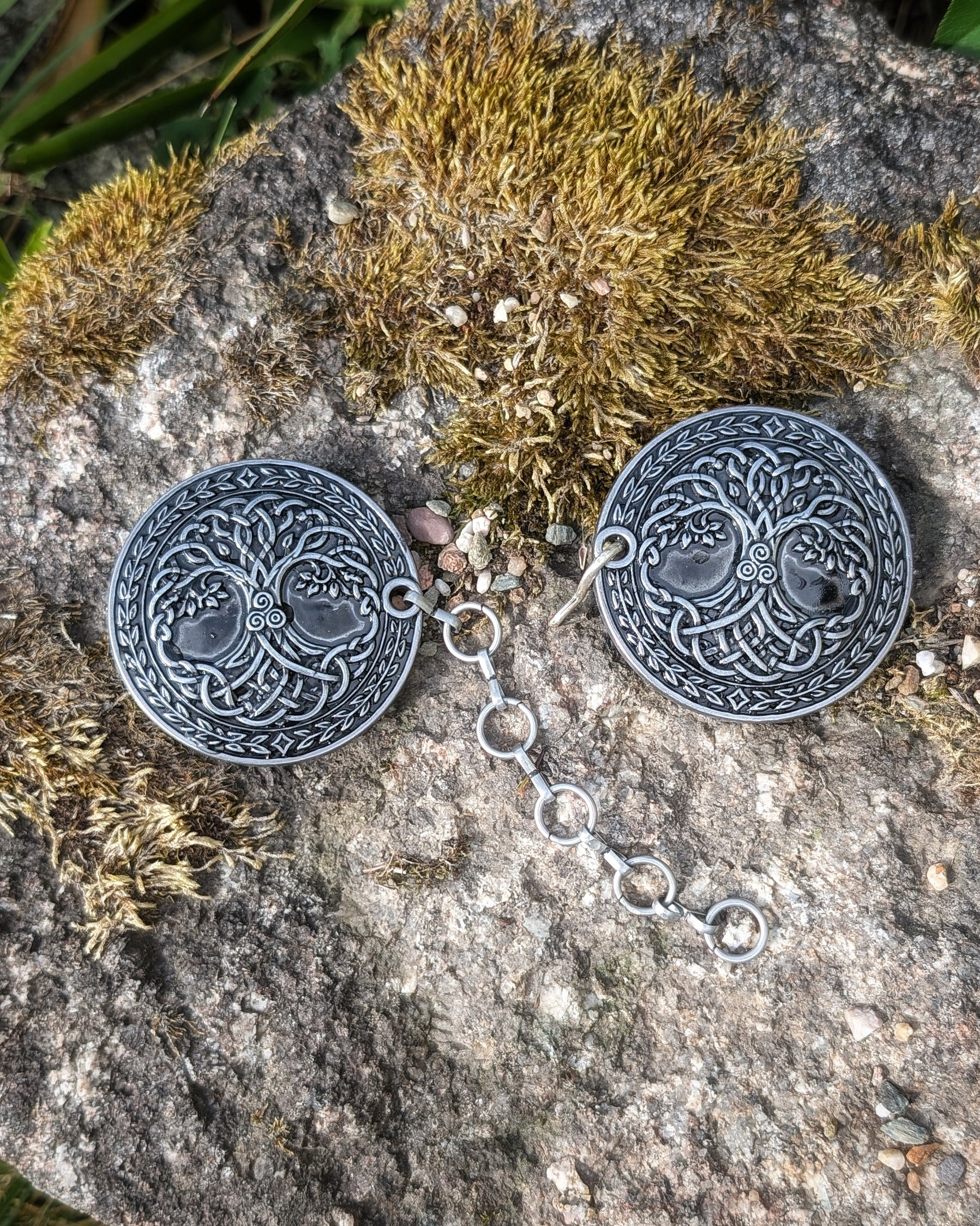 Mantelverschluss Lebensbaum - Umhangverschluss Wikinger | LARP | Mittelalter | Silber oder Bronze - Fellverschluss Cloak Clasp - Yggdrasil