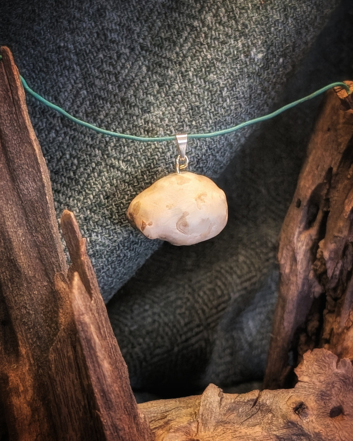 Holzjuwel - natürliche Baumperle an goldener Öse