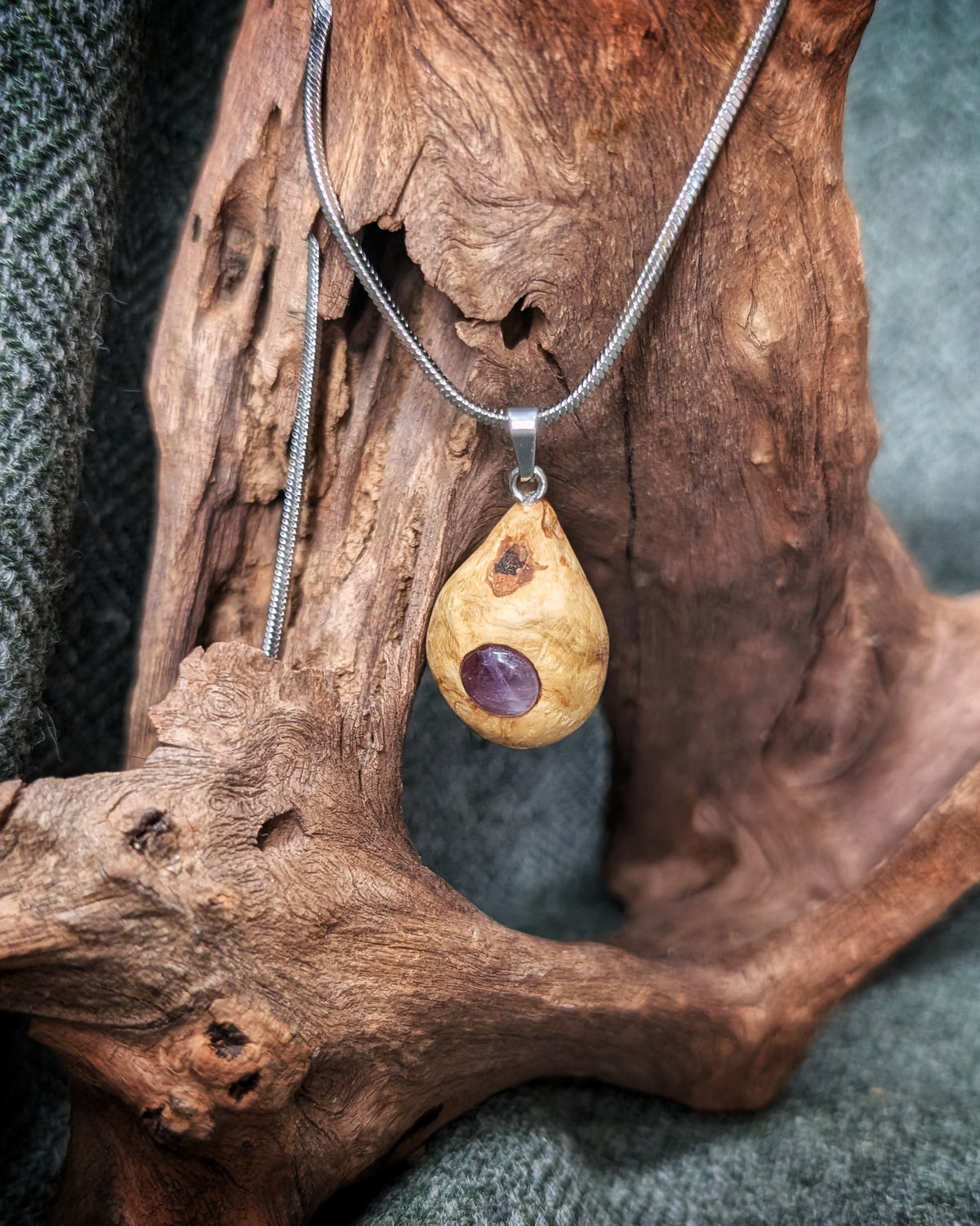 Noctis - Ametyst Baumperle mit Silber