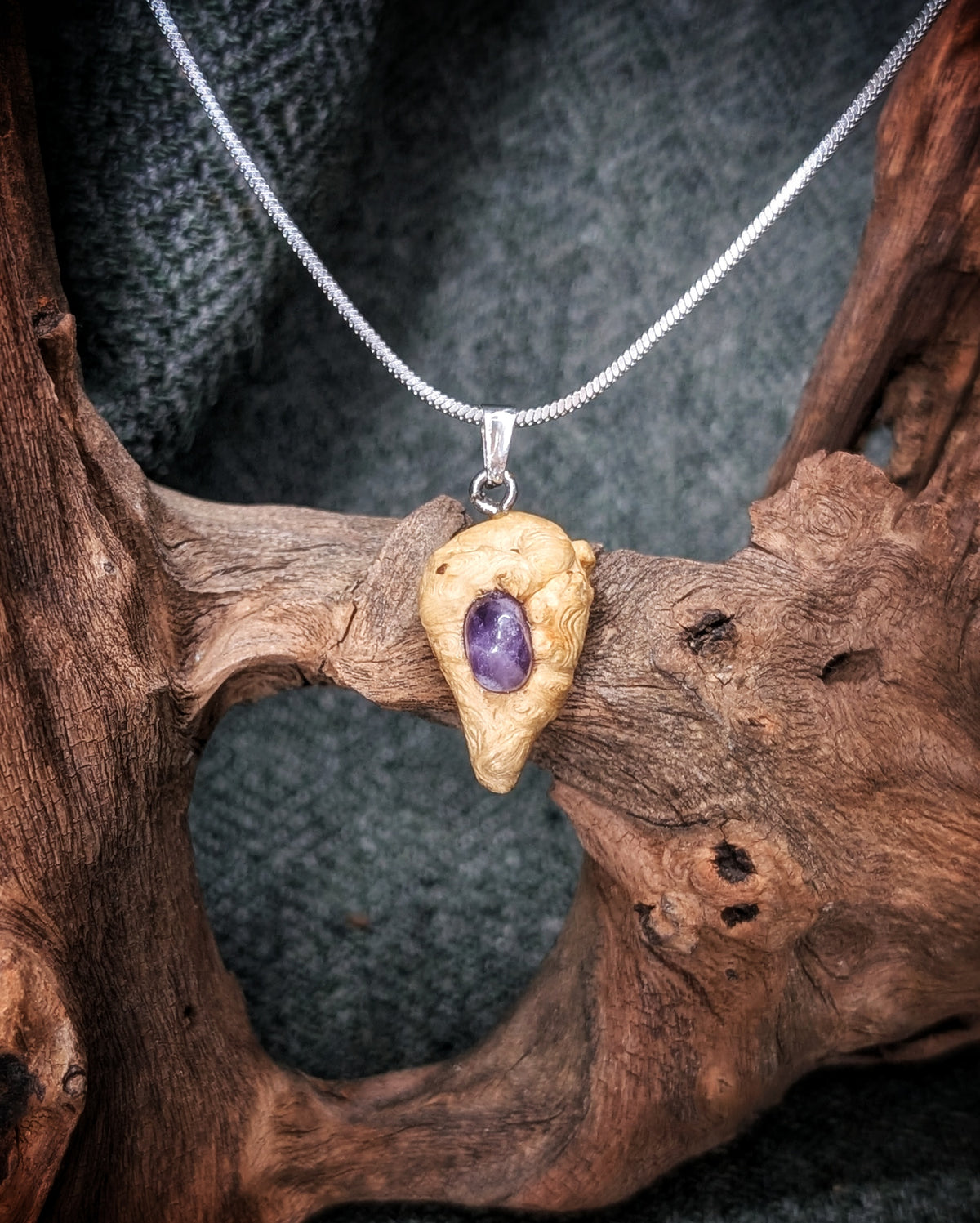 Noctis - Ametyst Baumperle mit Silber